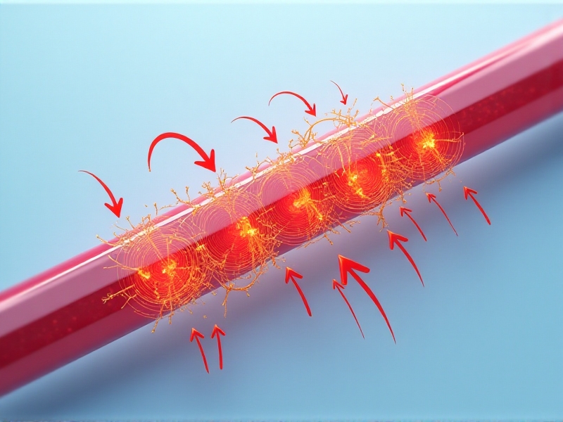 A detailed medical illustration showing the process of vasoconstriction and vasodilation. The image depicts blood vessels narrowing and widening, with arrows indicating the direction of blood flow. The background is a soft blue, emphasizing the cold-induced changes in the circulatory system.