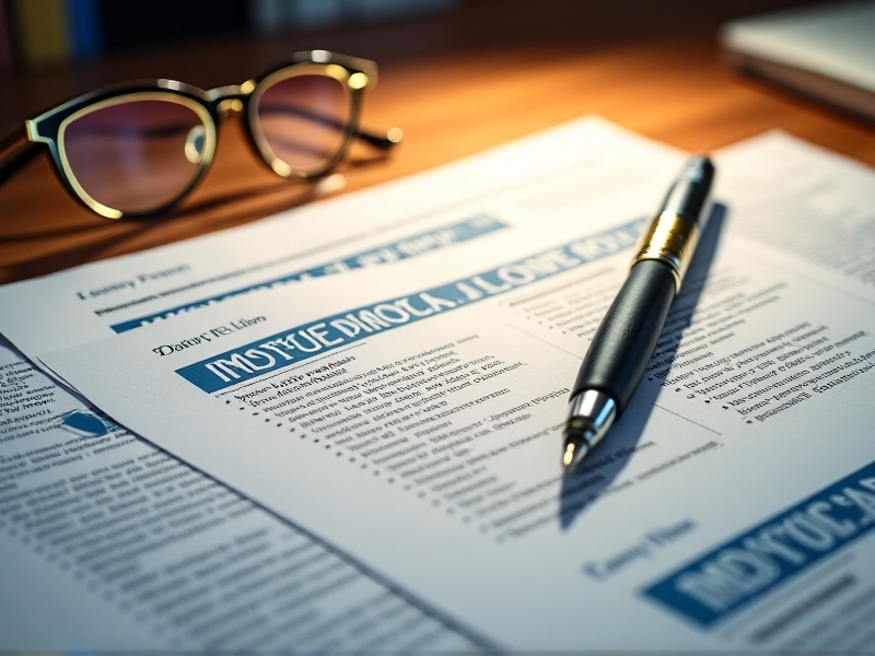 A close-up of insurance policy documents spread out on a wooden desk, with a pen and glasses nearby, emphasizing the importance of proper coverage.